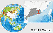 Physical Location Map of Wuhua, highlighted country, highlighted parent region