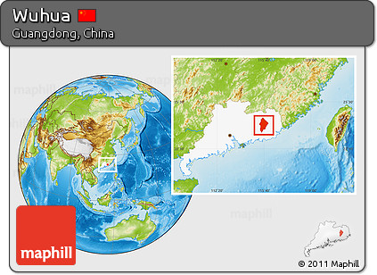 Physical Location Map of Wuhua, highlighted parent region