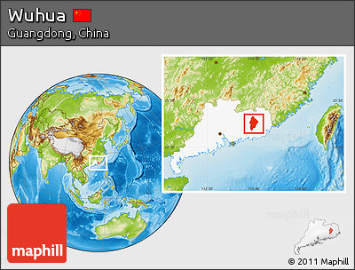Physical Location Map of Wuhua, highlighted parent region