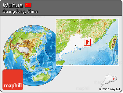 Physical Location Map of Wuhua, highlighted parent region