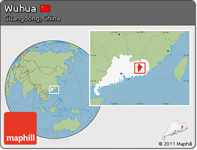 Savanna Style Location Map of Wuhua, highlighted parent region