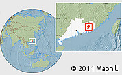 Savanna Style Location Map of Wuhua, highlighted parent region, hill shading