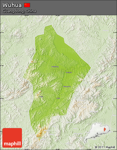 Physical Map of Wuhua, lighten