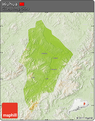 Physical Map of Wuhua, lighten