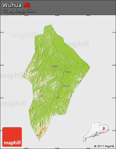 Physical Map of Wuhua, single color outside