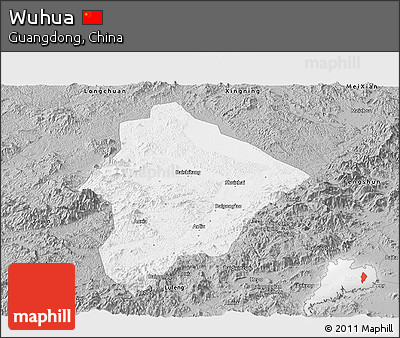 Gray Panoramic Map of Wuhua