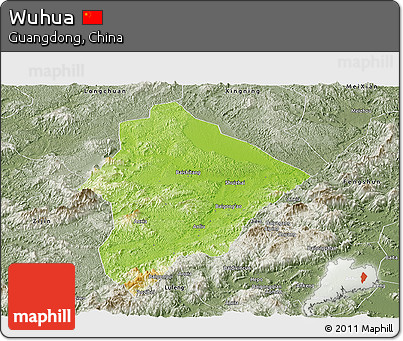 Physical Panoramic Map of Wuhua, semi-desaturated