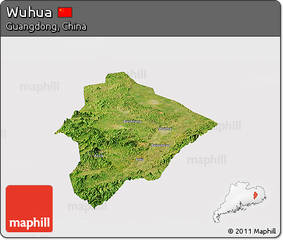 Satellite Panoramic Map of Wuhua, cropped outside