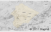 Shaded Relief Panoramic Map of Wuhua, desaturated