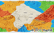 Shaded Relief Panoramic Map of Wuhua, political outside