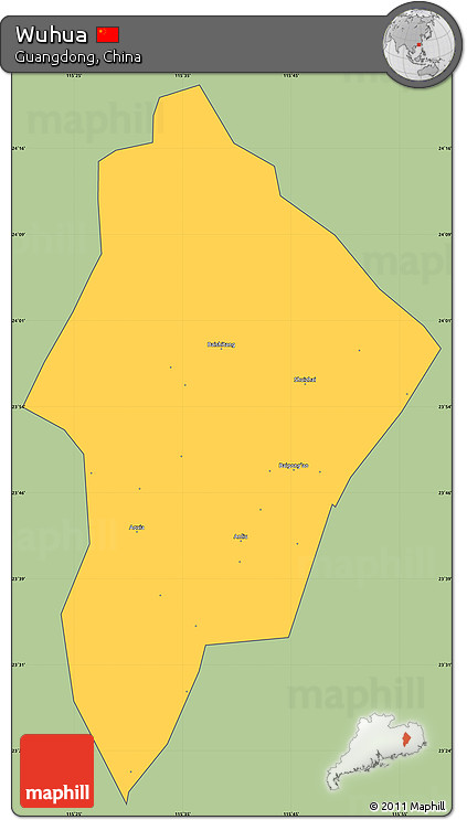 Savanna Style Simple Map of Wuhua, cropped outside