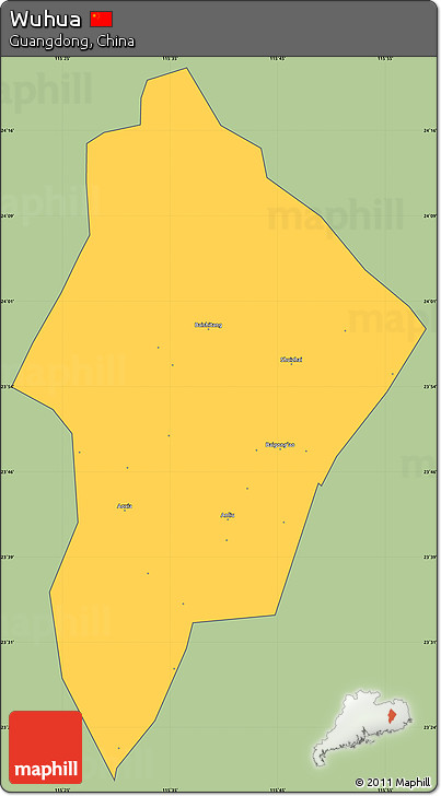 Savanna Style Simple Map of Wuhua, cropped outside