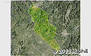 Satellite 3D Map of Xingning, semi-desaturated