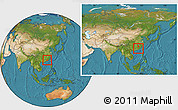 Satellite Location Map of Xingning, within the entire country