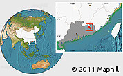 Satellite Location Map of Xingning, highlighted country, highlighted parent region