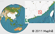 Satellite Location Map of Xingning, highlighted country