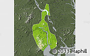 Physical Map of Xinhui, darken, semi-desaturated