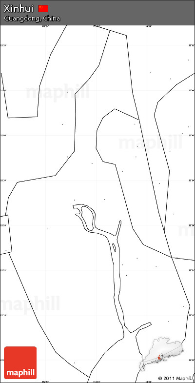 Blank Simple Map of Xinhui, no labels