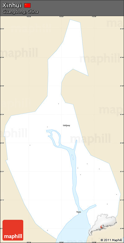 Classic Style Simple Map of Xinhui, single color outside