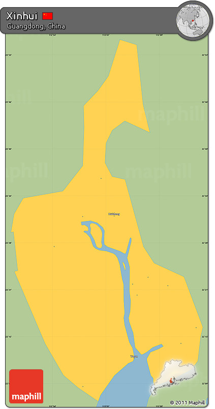 Savanna Style Simple Map of Xinhui, single color outside