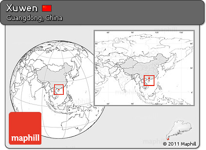 Blank Location Map of Xuwen, highlighted country, within the entire country