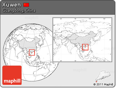 Blank Location Map of Xuwen, highlighted country, within the entire country