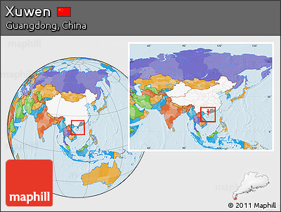 Political Location Map of Xuwen, highlighted country, highlighted parent region, within the entire country
