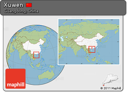 Savanna Style Location Map of Xuwen, highlighted country, within the entire country