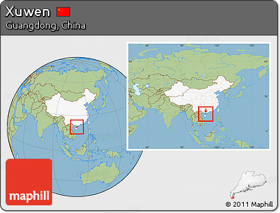 Savanna Style Location Map of Xuwen, highlighted country, within the entire country