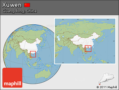 Savanna Style Location Map of Xuwen, highlighted country, within the entire country