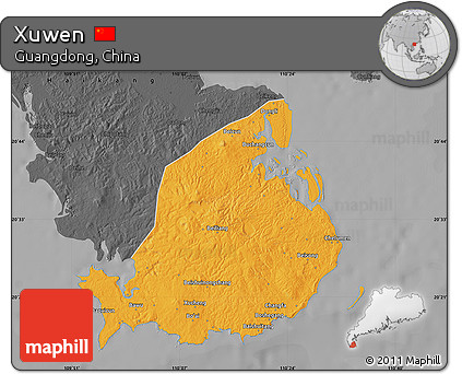 Political Map of Xuwen, darken, desaturated