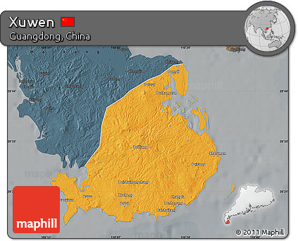 Political Map of Xuwen, darken, semi-desaturated
