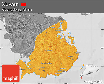 Political Map of Xuwen, desaturated