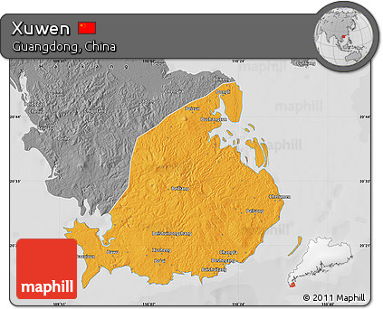 Political Map of Xuwen, desaturated
