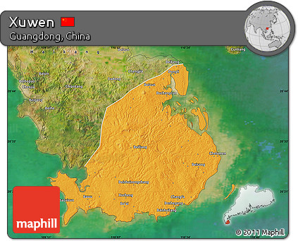 Political Map of Xuwen, satellite outside