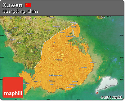 Political Map of Xuwen, satellite outside
