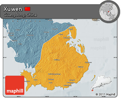 Political Map of Xuwen, semi-desaturated