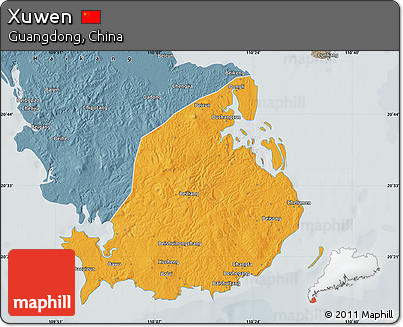 Political Map of Xuwen, semi-desaturated