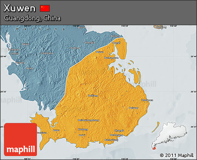 Political Map of Xuwen, semi-desaturated