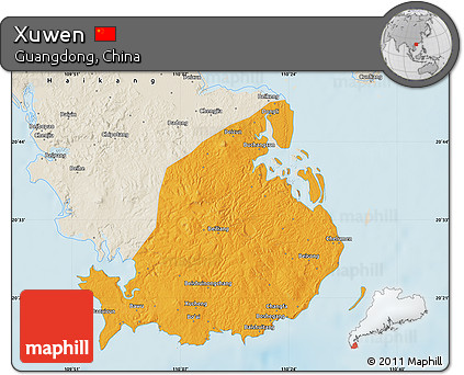 Political Map of Xuwen, shaded relief outside