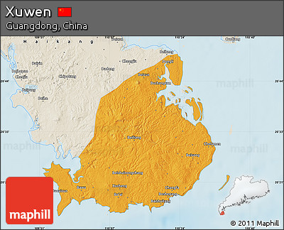 Political Map of Xuwen, shaded relief outside