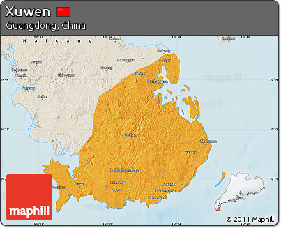 Political Map of Xuwen, shaded relief outside