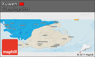 Shaded Relief Panoramic Map of Xuwen, political outside
