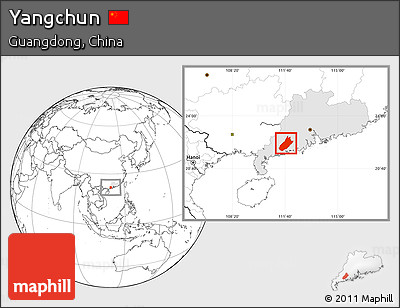 Blank Location Map of Yangchun, highlighted parent region