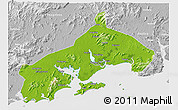 Physical 3D Map of Yangjiang, lighten, desaturated