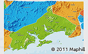 Physical 3D Map of Yangjiang, political outside