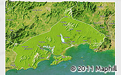 Physical 3D Map of Yangjiang, satellite outside