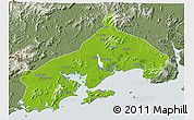 Physical 3D Map of Yangjiang, semi-desaturated
