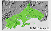 Political 3D Map of Yangjiang, desaturated