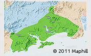 Political 3D Map of Yangjiang, lighten